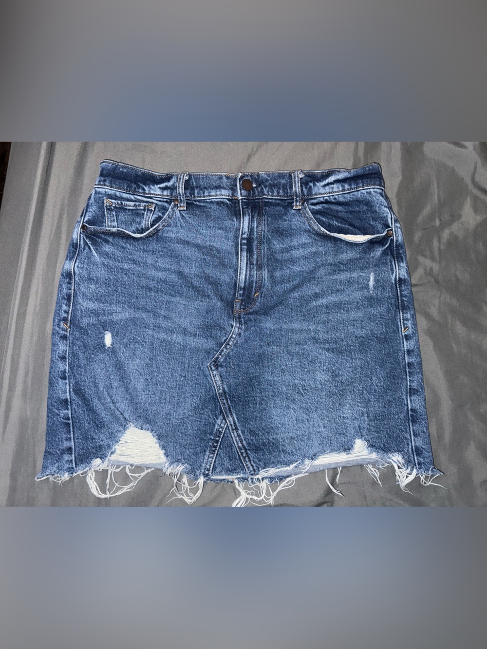 a.n.a Blue Distressed Denim Skirt